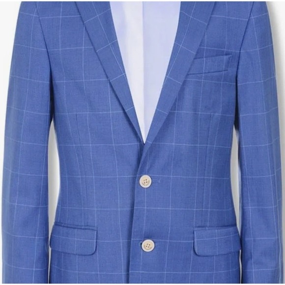 Tommy Hilfiger Blazer TH Flex Windowpane Mazarine Blue 12 Boy's Notch Collar - Picture 2 of 13